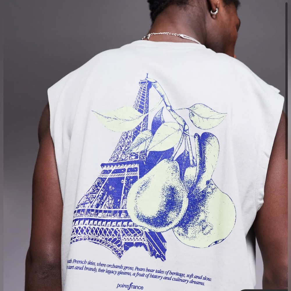 Asos Design Boxy Oversized Tank with Paris Fruit Graphic